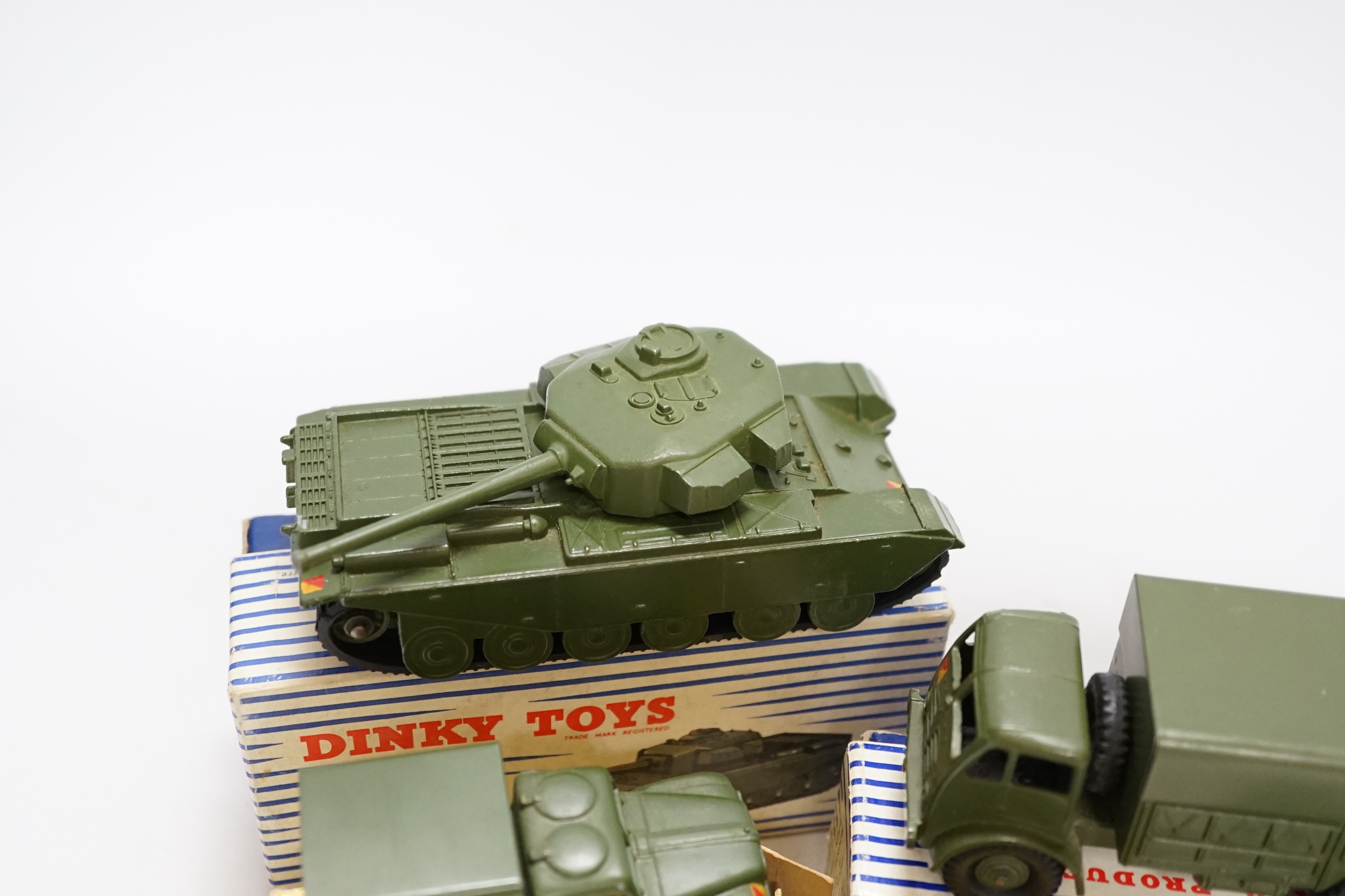 Eleven boxed military Dinky Toys